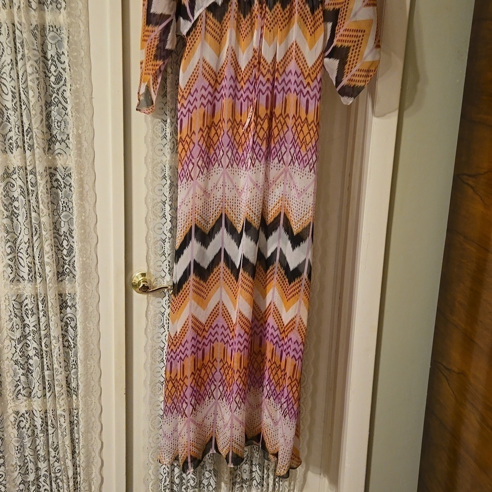 Ark & Co. Sheer Chevron Maxi Beach Coverup Size Medium - Picture 3 of 6
